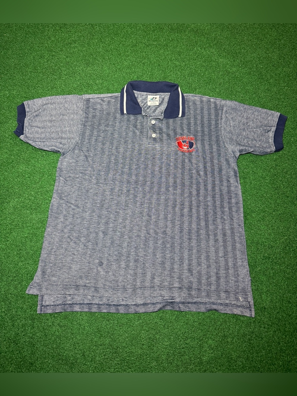 Cleveland Indians Polo Large MLB Shirt Baseball Golf 90s Vintage Gray